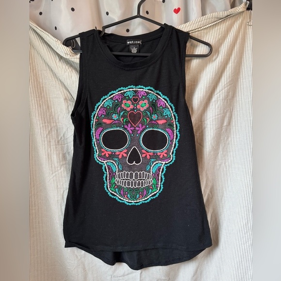 Wet Seal Blue Graphic Sleeveless Tank Top - Picture 1 of 5